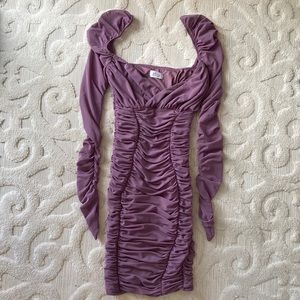 Oh Polly Chiffon Bodycon Dress - Purple